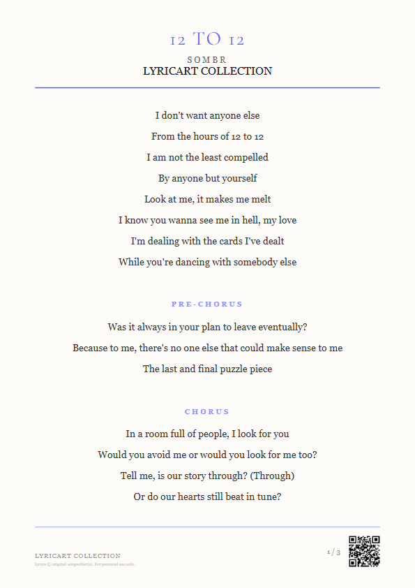 12 to 12 sombr Lyrics - I don't want anyone else - Magazine Style