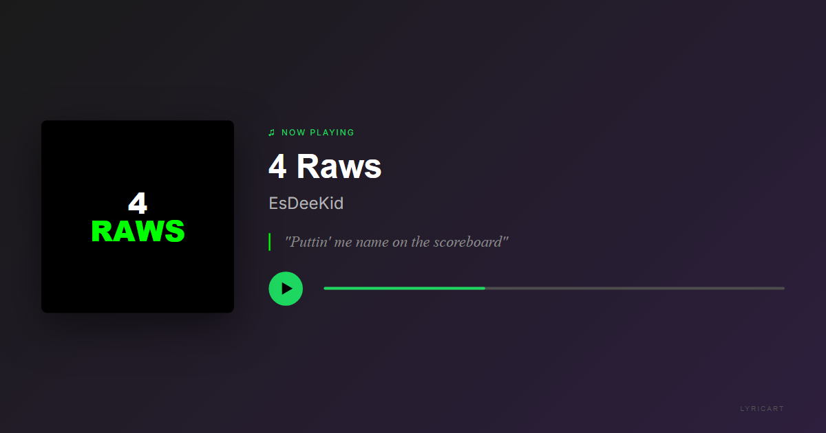 4 Raws EsDeeKid Lyrics - Four man deep in this German - Streaming Card