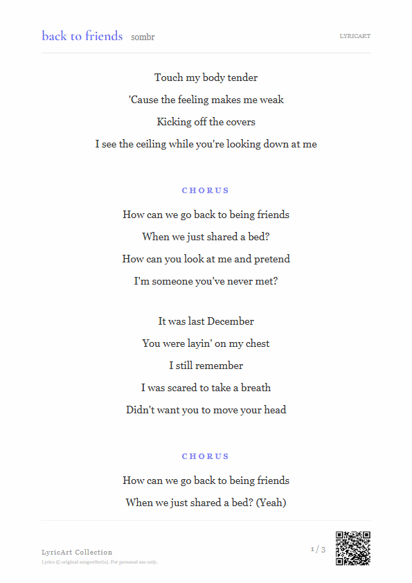back to friends sombr Lyrics - The feeling makes me weak - Readable