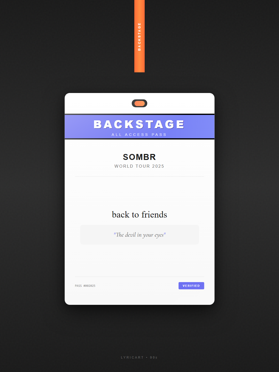 back to friends sombr Lyrics - The feeling makes me weak - Backstage Pass