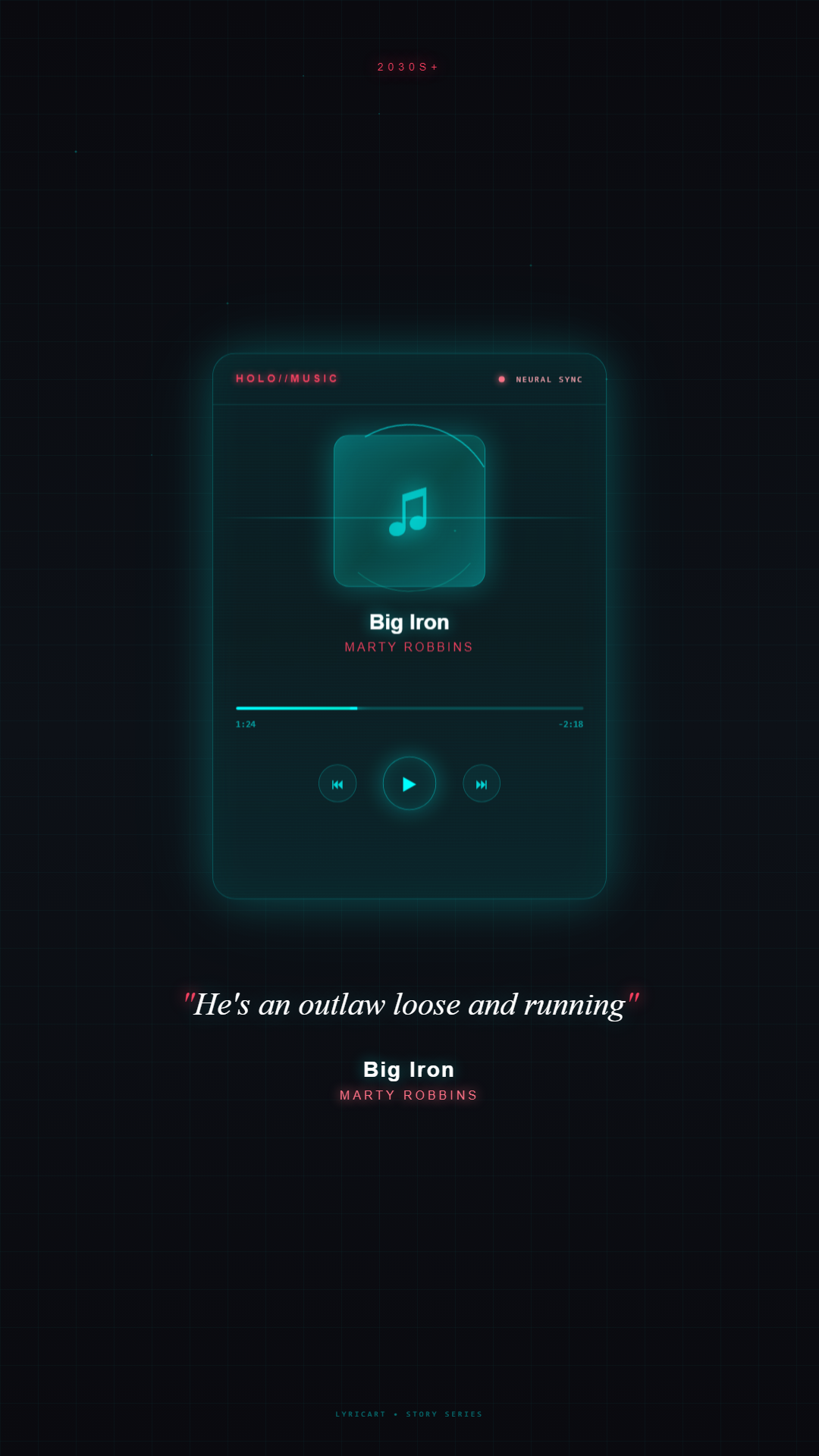 Big Iron Marty Robbins Lyrics - Rode a stranger one fine day - Holographic