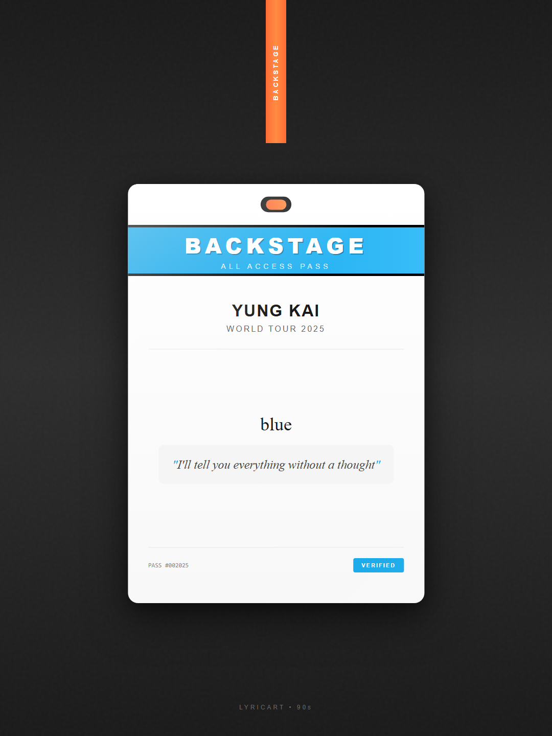 blue yung kai Lyrics - I could stare like watching stars - Backstage Pass