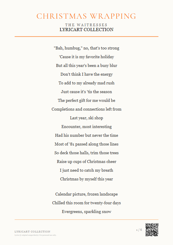 Christmas Wrapping The Waitresses Lyrics - All this year's been a busy blur - Magazine Style