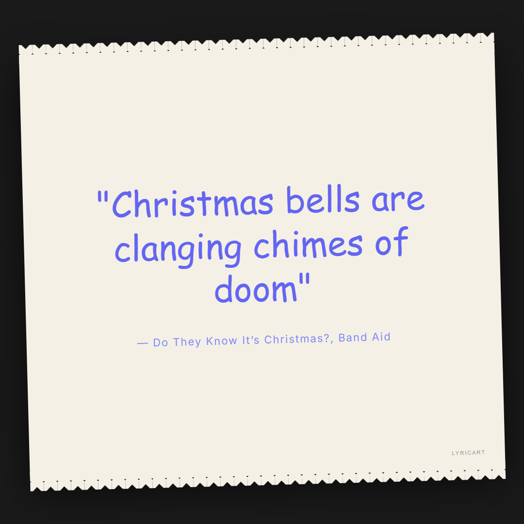 Do They Know It’s Christmas? Band Aid Lyrics - Christmas bells are clanging chimes of doom - Torn Paper