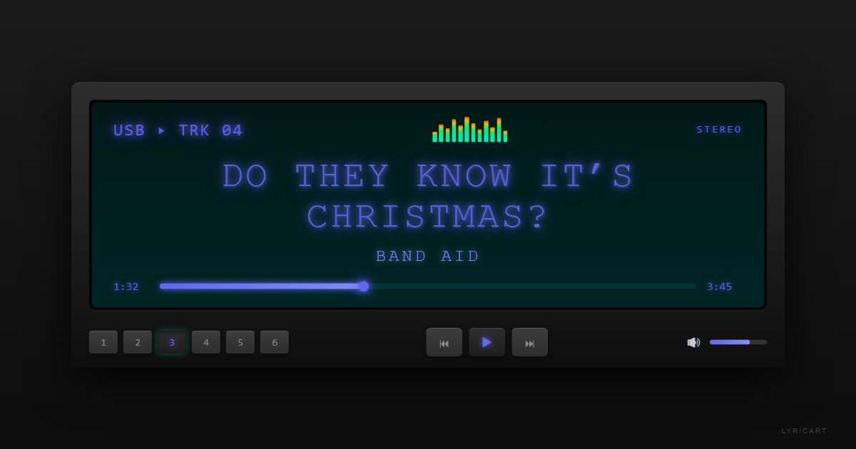Do They Know It’s Christmas? Band Aid Lyrics - There's no need to be afraid - Car Stereo