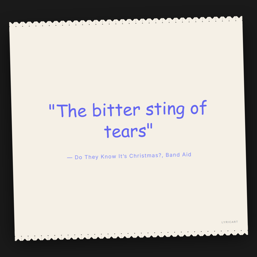 Do They Know It’s Christmas? Band Aid Lyrics - The bitter sting of tears - Torn Paper