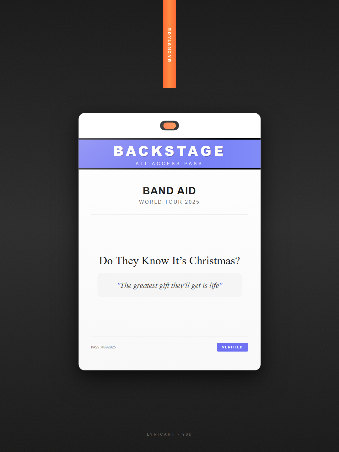 Do They Know It’s Christmas? Band Aid Lyrics - There's no need to be afraid - Backstage Pass