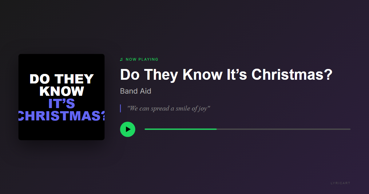 Do They Know It’s Christmas? Band Aid Lyrics - There's no need to be afraid - Streaming Card
