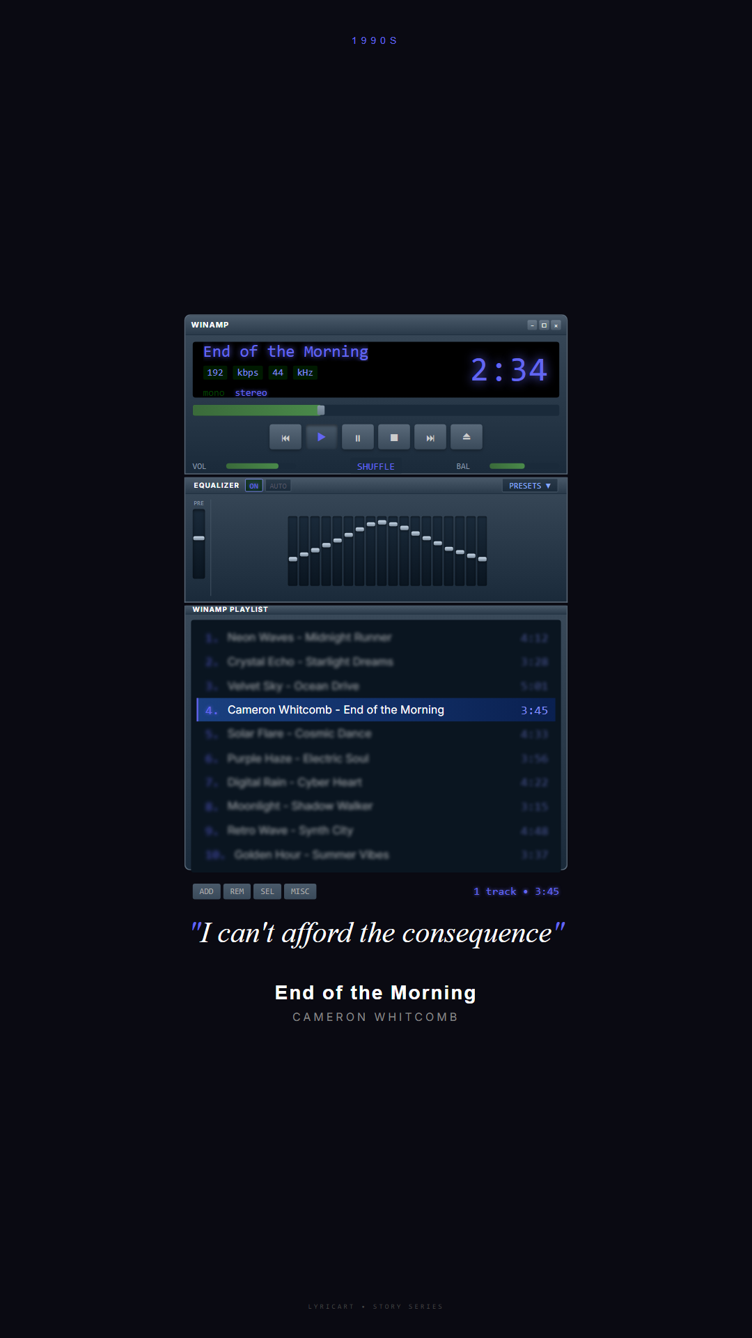 End of the Morning Cameron Whitcomb Lyrics - It's beautifully haunting, I hear it again - Winamp