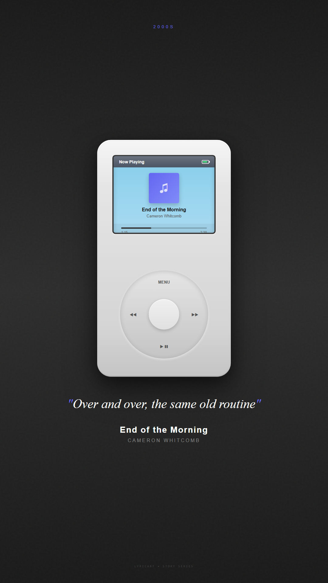 End of the Morning Cameron Whitcomb Lyrics - It's beautifully haunting, I hear it again - iPod Classic