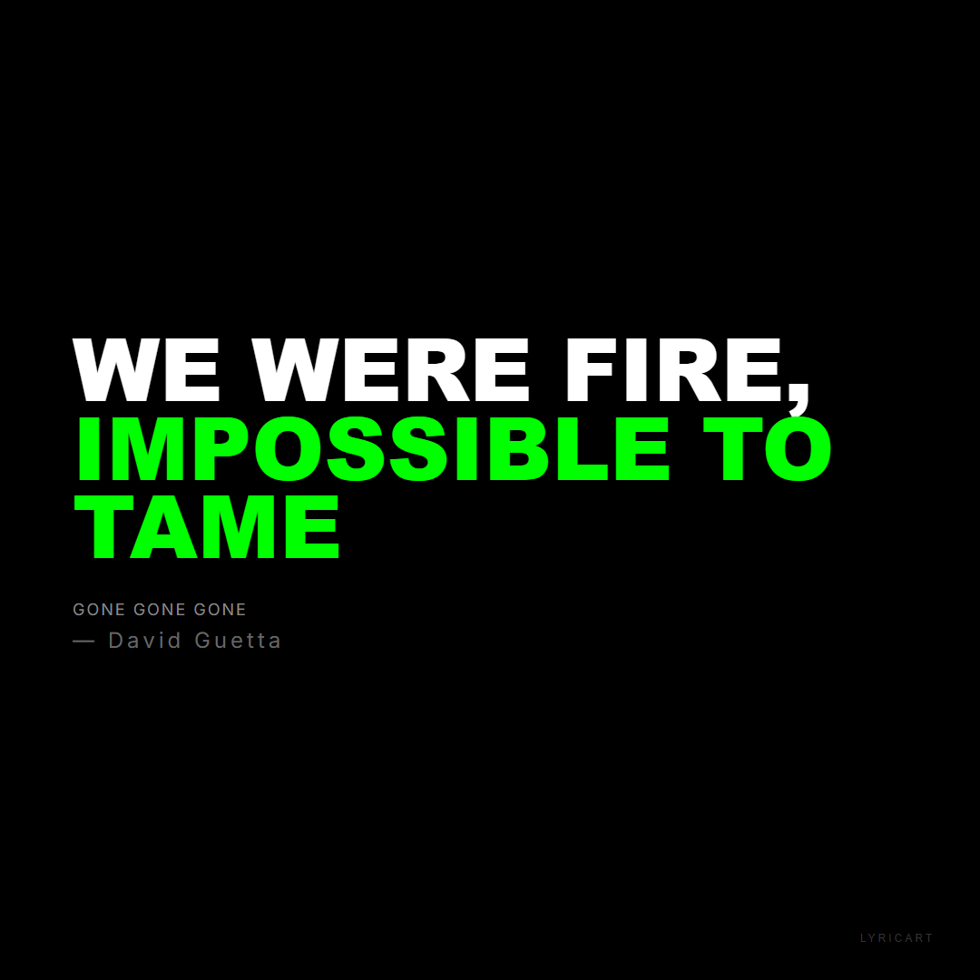 Gone Gone Gone David Guetta Lyrics - We were fire, impossible to tame - Bold Impact