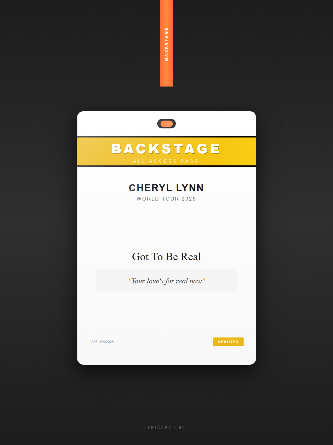 Got To Be Real Cheryl Lynn Lyrics - I feel I need you, baby - Backstage Pass