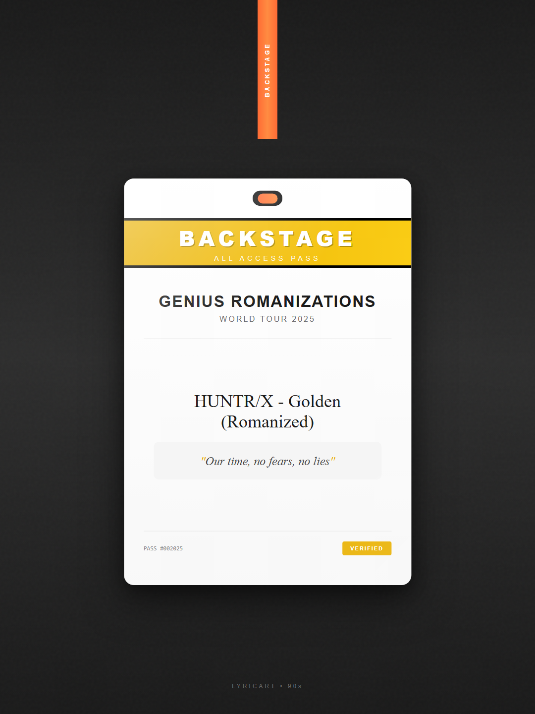 HUNTR/X - Golden (Romanized) Genius Romanizations Lyrics - I was a ghost, I was alone - Backstage Pass