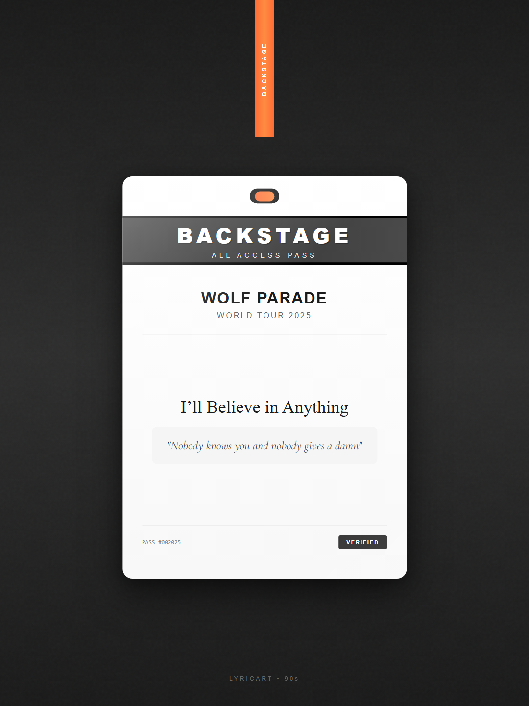 I’ll Believe in Anything Wolf Parade Lyrics - Give me your eyes, I need sunshine - Backstage Pass