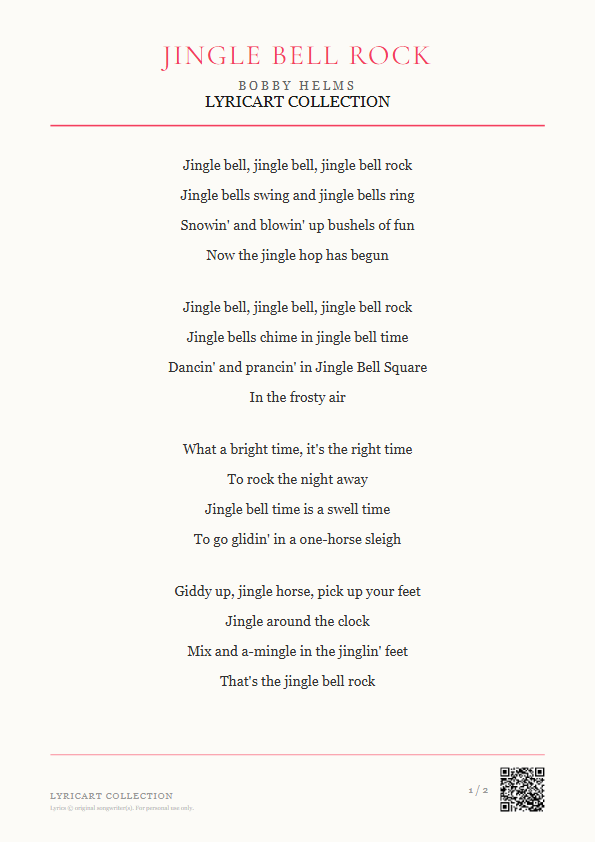 Jingle Bell Rock Bobby Helms Lyrics - Jingle bells swing and jingle bells ring - Magazine Style