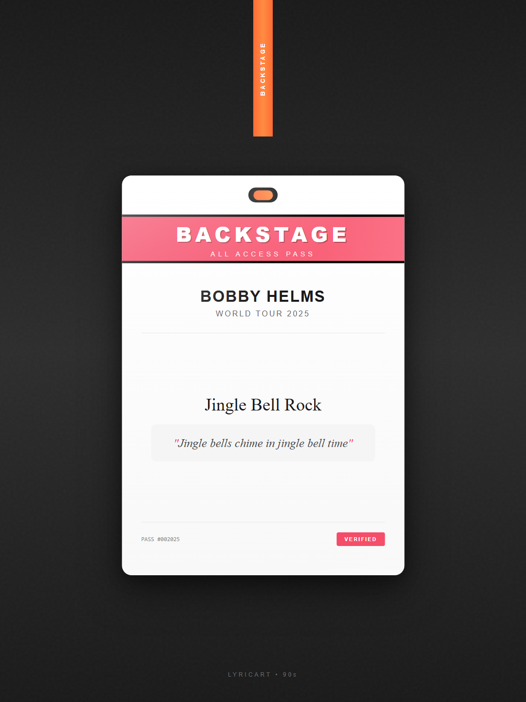 Jingle Bell Rock Bobby Helms Lyrics - Jingle bells swing and jingle bells ring - Backstage Pass