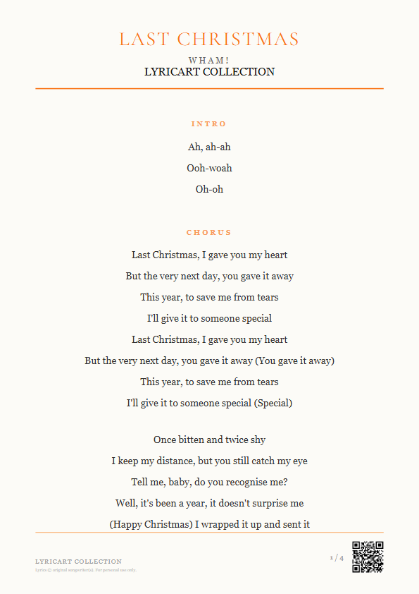Last Christmas Wham! Lyrics - Last Christmas, I gave you my heart - Magazine Style