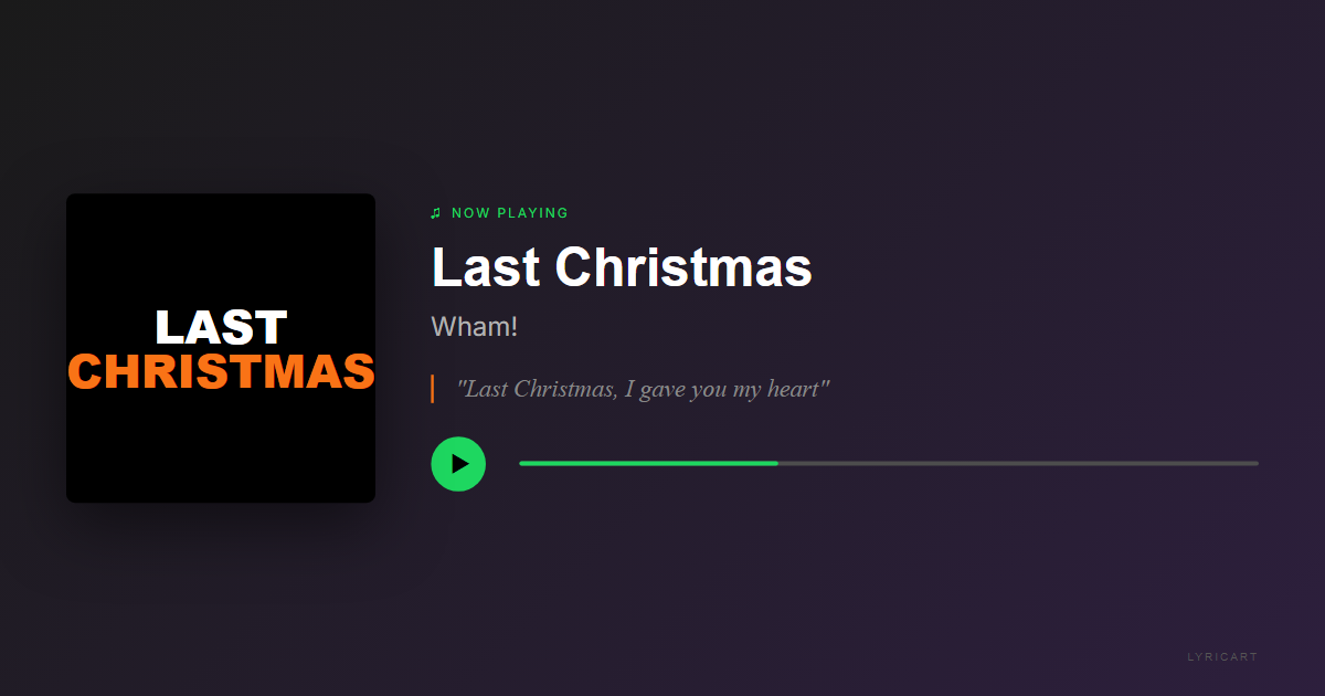 Last Christmas Wham! Lyrics - Last Christmas, I gave you my heart - Streaming Card