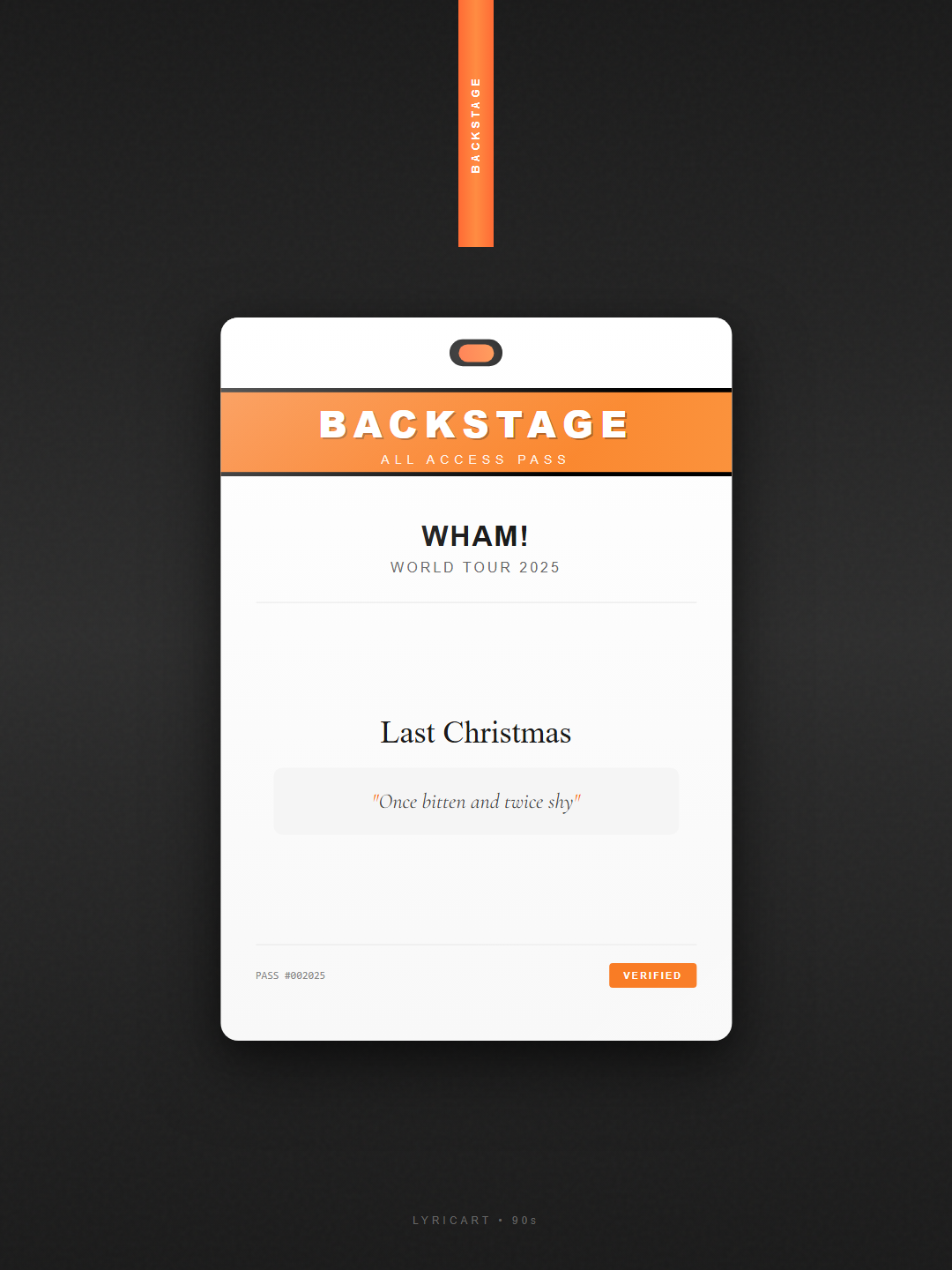 Last Christmas Wham! Lyrics - Last Christmas, I gave you my heart - Backstage Pass