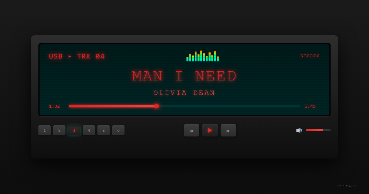 Man I Need Olivia Dean Lyrics - Looks like we're making up for lost time - Car Stereo