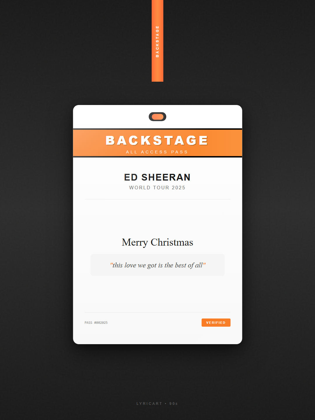 Merry Christmas Ed Sheeran Lyrics - Build the fire and gather 'round the tree - Backstage Pass