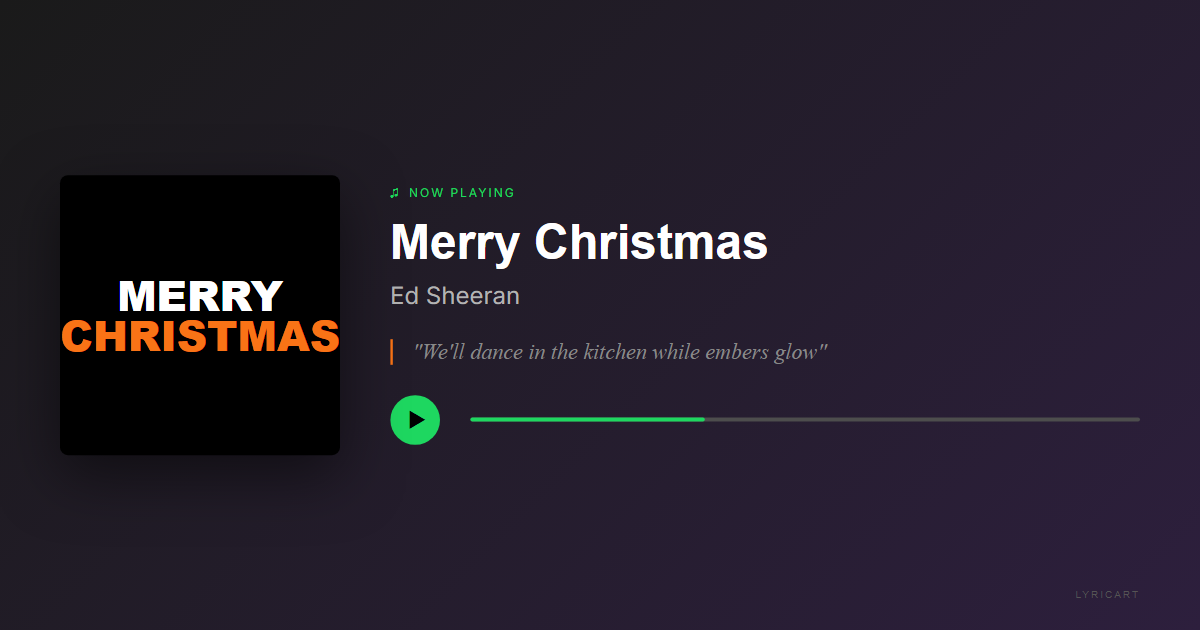 Merry Christmas Ed Sheeran Lyrics - Build the fire and gather 'round the tree - Streaming Card