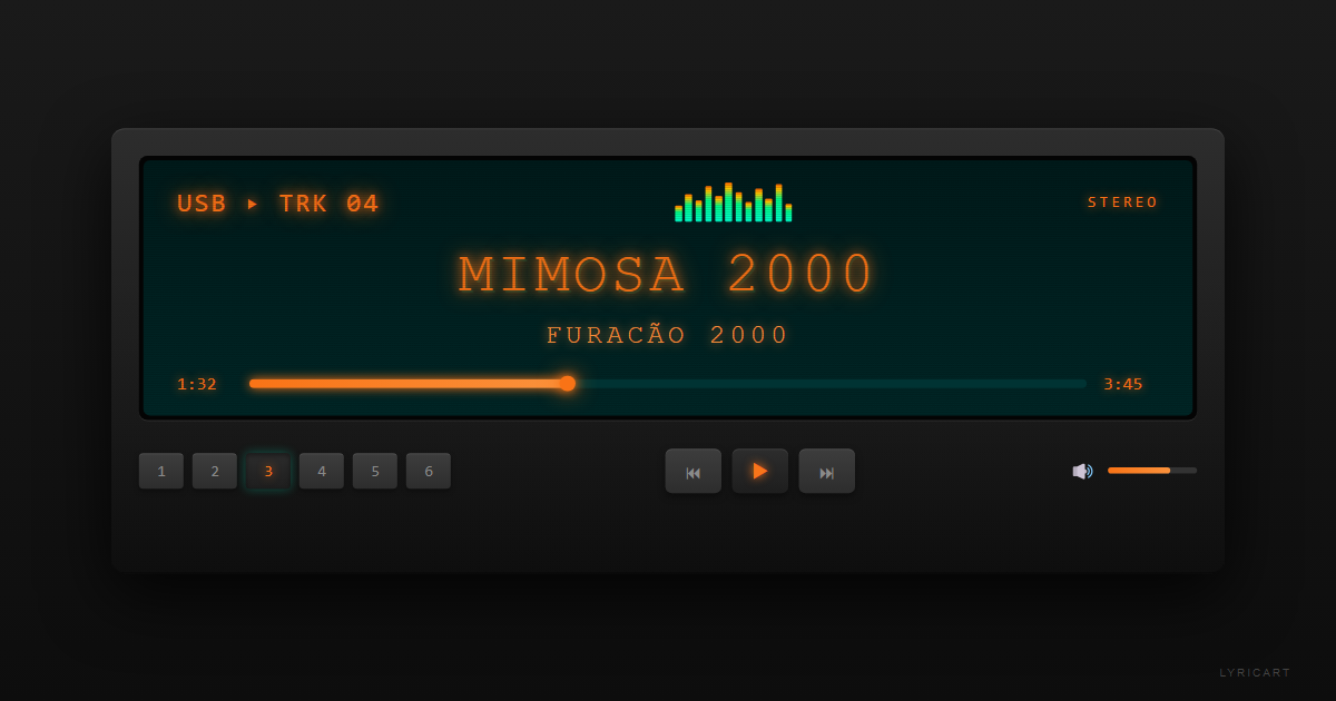 Mimosa 2000 Furacão 2000 Lyrics - Feel my body give in - Car Stereo