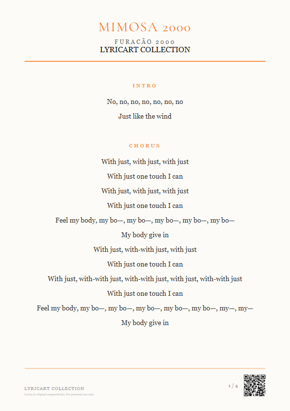 Mimosa 2000 Furacão 2000 Lyrics - Feel my body give in - Magazine Style