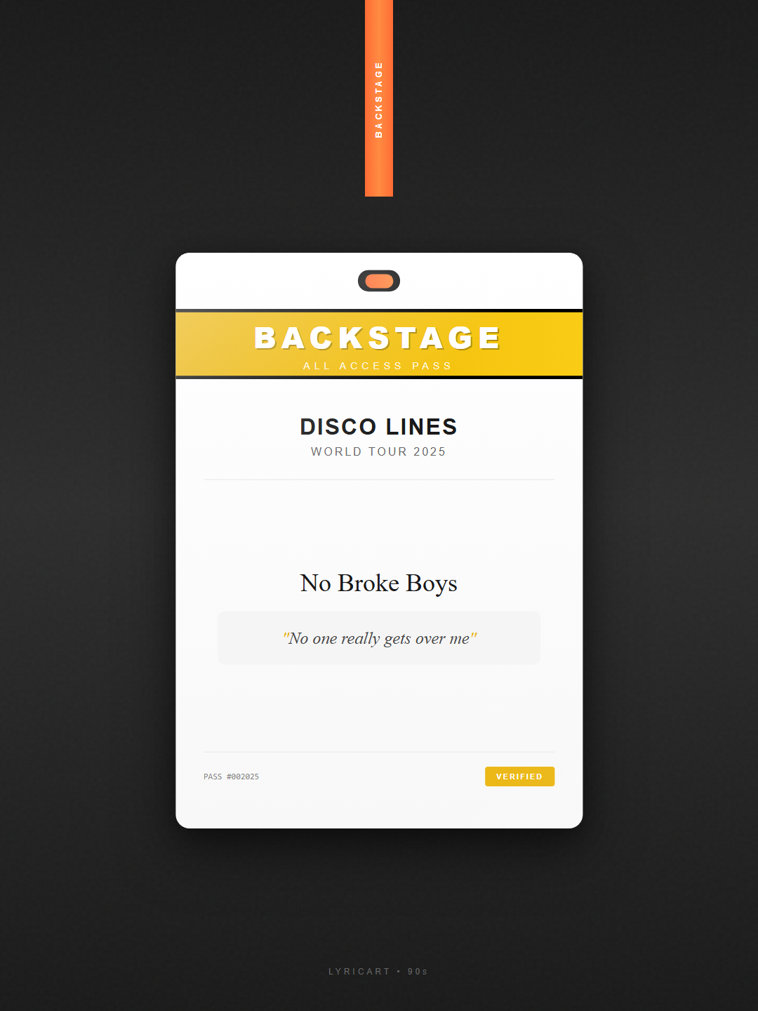No Broke Boys Disco Lines Lyrics - Ex on the line, just as I suspected - Backstage Pass