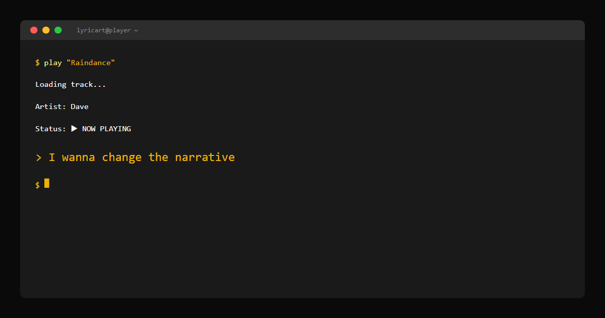 Raindance Dave Lyrics - That's when I knew your heart was scarrin' - Terminal