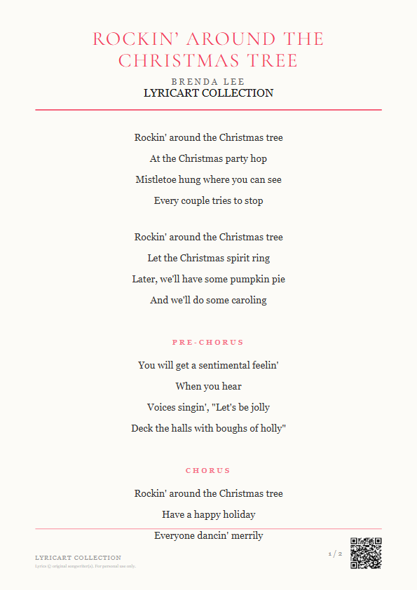 Rockin’ Around the Christmas Tree Brenda Lee Lyrics - Rockin' around the Christmas tree - Magazine Style