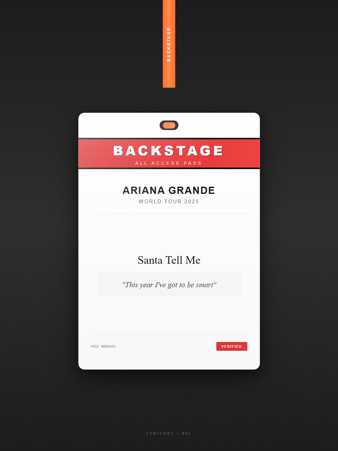 Santa Tell Me Ariana Grande Lyrics - Santa, tell me if you're really there - Backstage Pass