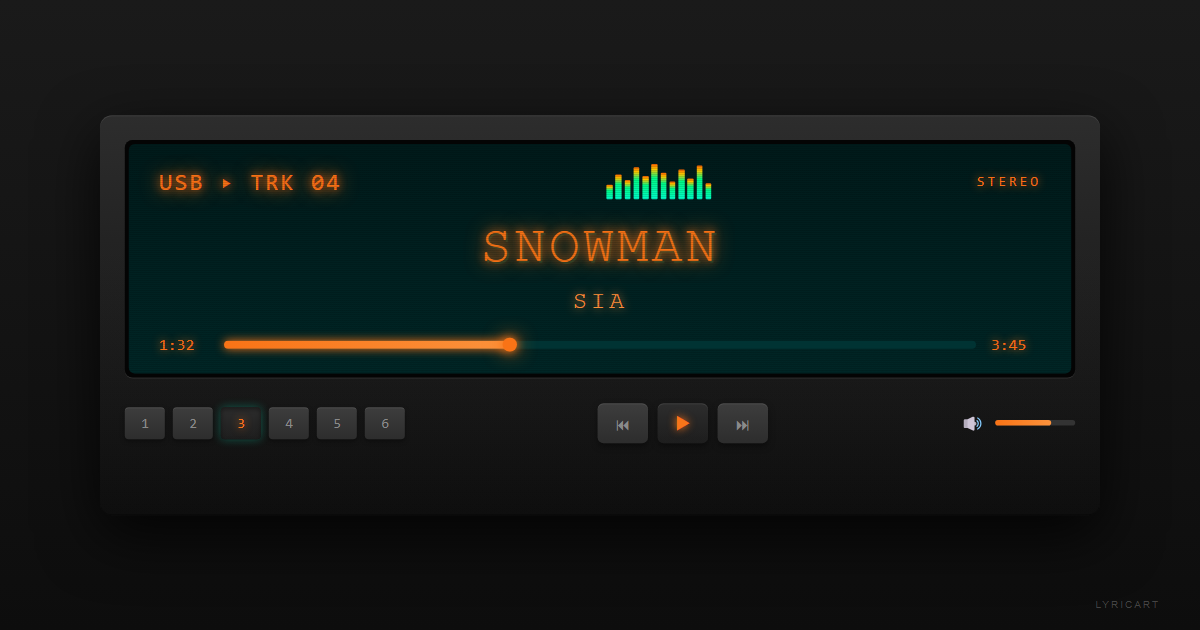 Snowman Sia Lyrics - Don't cry, snowman, not in front of me - Car Stereo