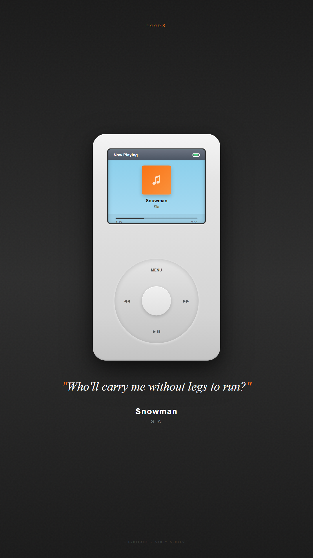 Snowman Sia Lyrics - Don't cry, snowman, not in front of me - iPod Classic