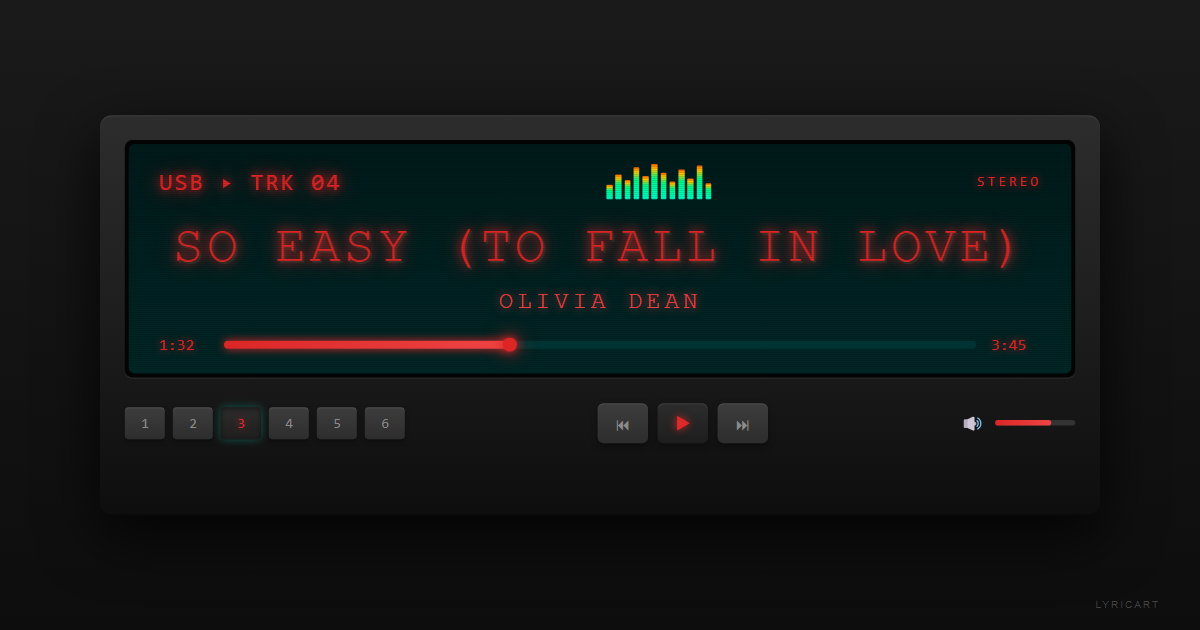 So Easy (To Fall In Love) Olivia Dean Lyrics - The icing on your cake, the cherry on top - Car Stereo