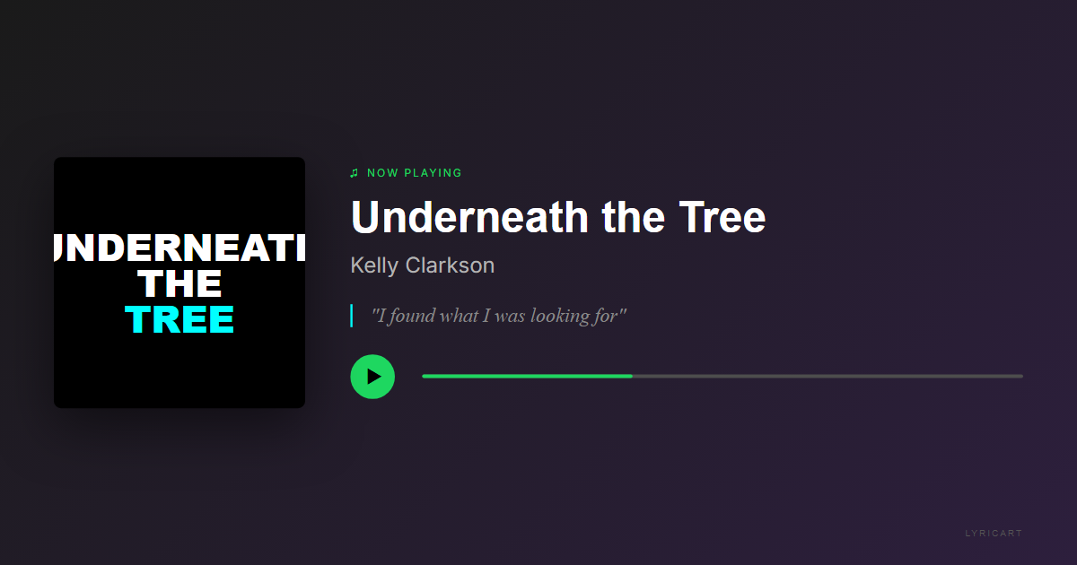 Underneath the Tree Kelly Clarkson Lyrics - You're here where you should be - Streaming Card