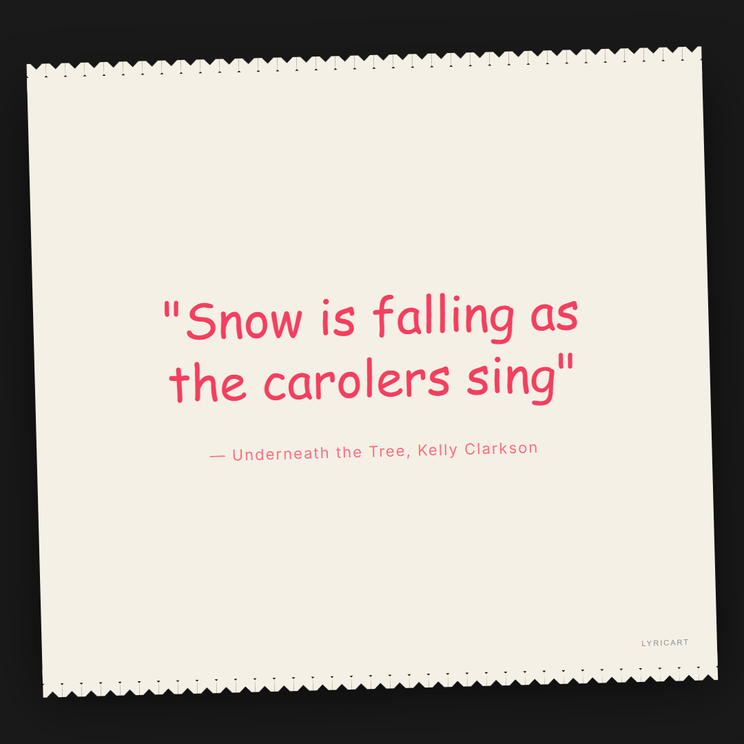 Underneath the Tree Kelly Clarkson Lyrics - Snow is falling as the carolers sing - Torn Paper