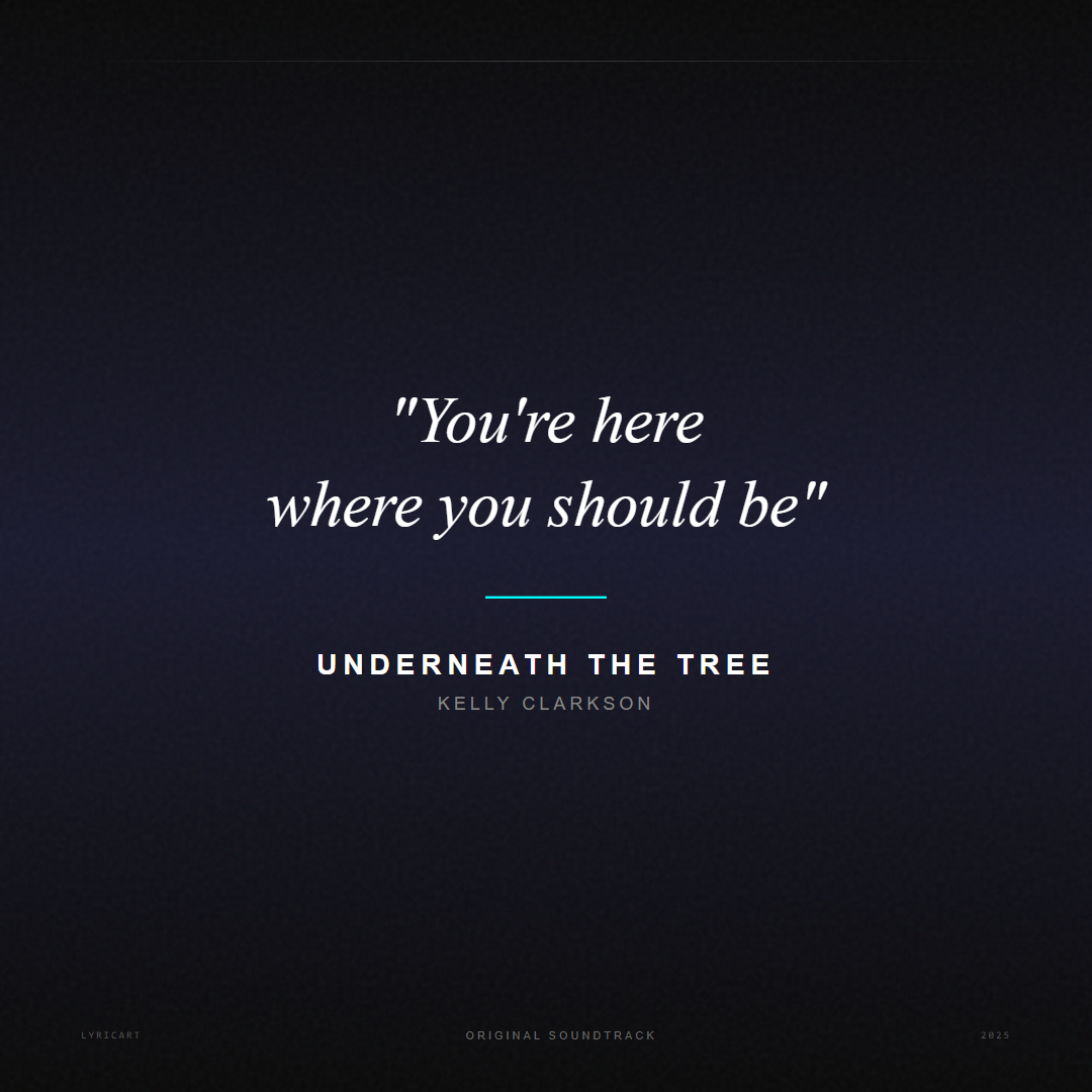 Underneath the Tree Kelly Clarkson Lyrics - You're here where you should be - Movie Poster