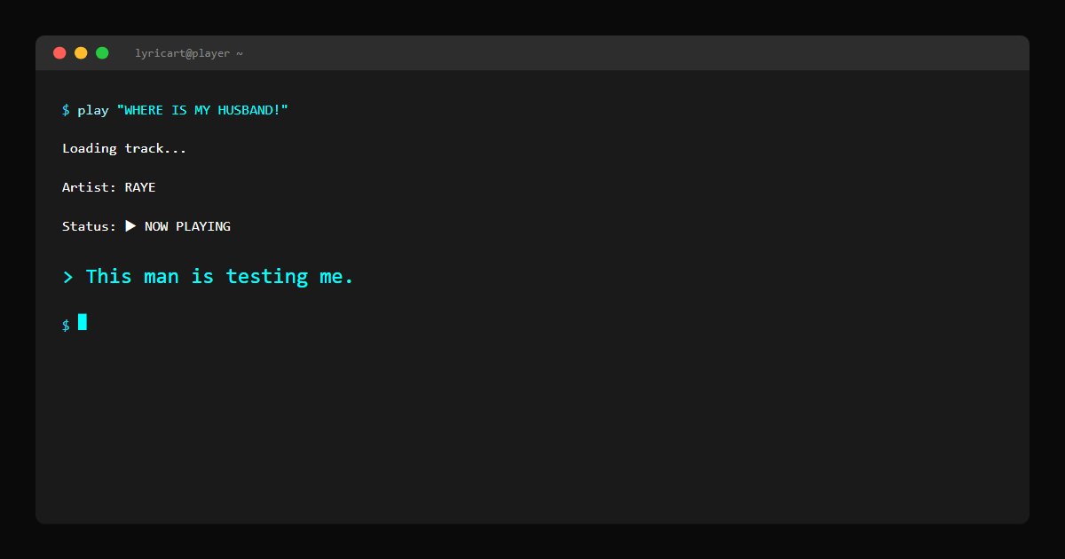 WHERE IS MY HUSBAND! RAYE Lyrics - Where the hell is my husband? - Terminal