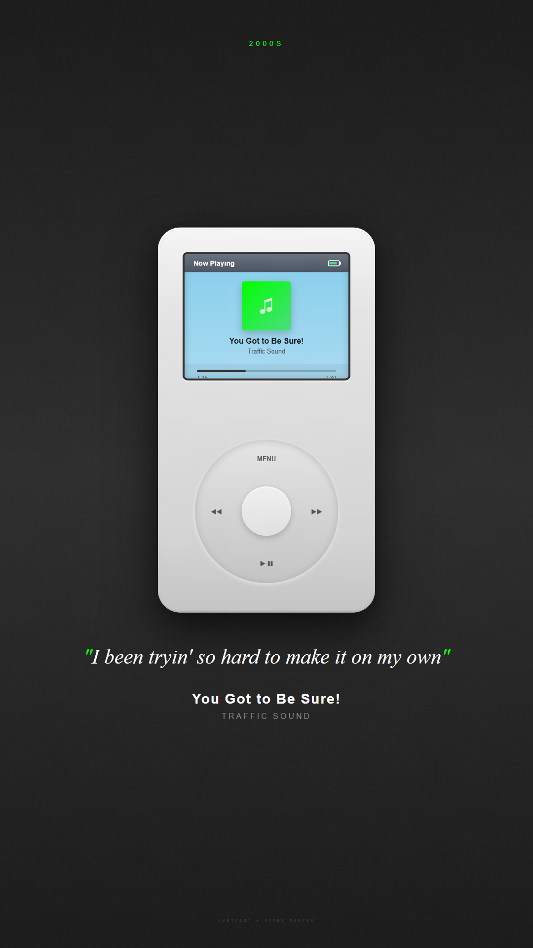 You Got to Be Sure! Traffic Sound Lyrics - I been tryin' so hard to make it on my own - iPod Classic